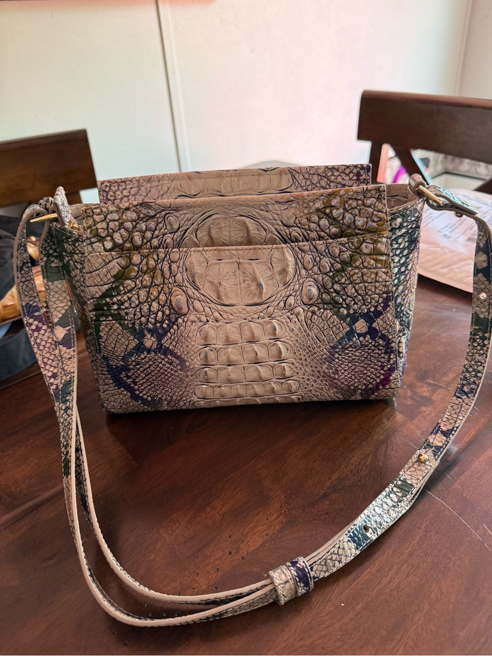 Brahmin Multicolor Croc-Embossed Crossbody Bag - Picture 2 of 4